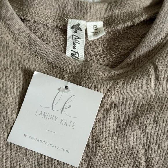 Others Follow Taupe Cold-Shoulder Sweater with Sequin Side Panels - Picture 2 of 7